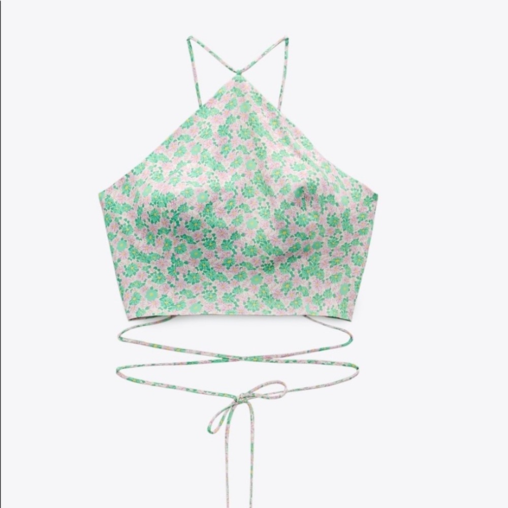 Zara floral halter crop top small S